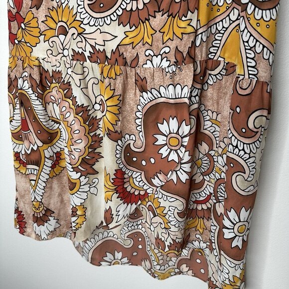 Bcbg Maxi Wrap Skirt Sz XXS Floral Paisley Dusty Rio Red - Picture 9 of 12